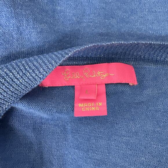 Lilly Pulitzer Boatneck Cobo Sweater Heathered Coastal Blue sz L - Picture 8 of 8